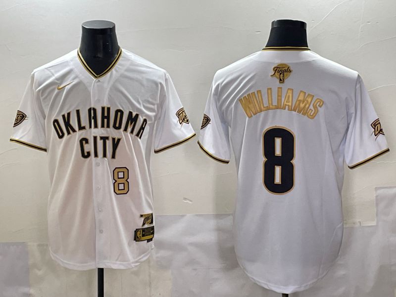 Men 2025 Oklahoma City Thunder #8 Williams White Gold Nike Joint Name NBA Jersey style 13->oklahoma city thunder->NBA Jersey